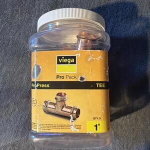 (5) 1" Propress Copper Tees Pack of 5 Open Container Not Used